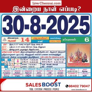 Auspicious (Nalla Neram) time today (Aug 30th)